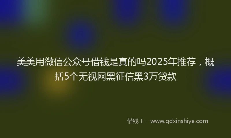 美美用微信公众号借钱是真的吗2025年推荐，概括5个无视网黑征信黑3万贷款
