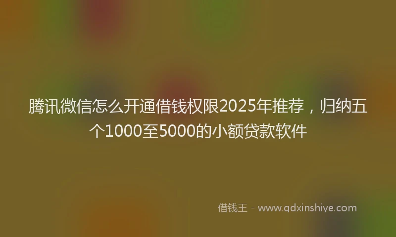 腾讯微信怎么开通借钱权限2025年推荐，归纳五个1000至5000的小额贷款软件