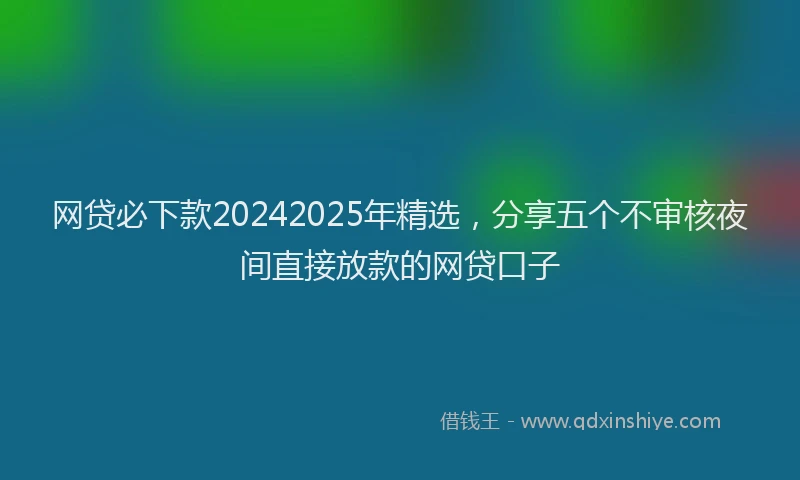 网贷必下款20242025年精选，分享五个不审核夜间直接放款的网贷口子