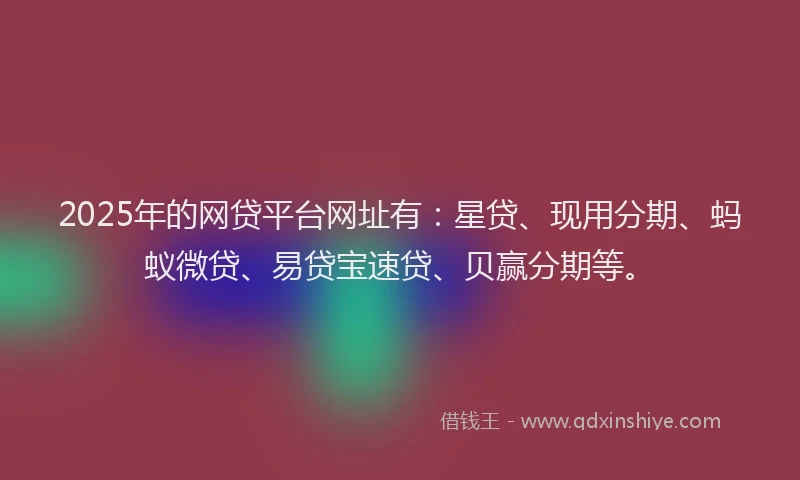 2025年的网贷平台网址有：星贷、现用分期、蚂蚁微贷、易贷宝速贷、贝赢分期等。
