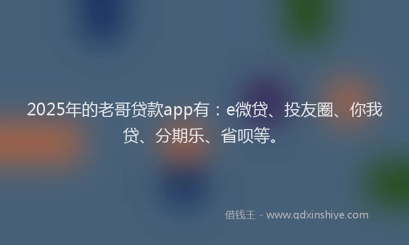 2025年的老哥贷款app有：e微贷、投友圈、你我贷、分期乐、省呗等。