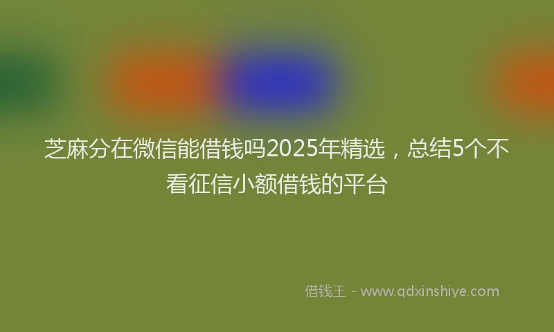 芝麻分在微信能借钱吗2025年精选，总结5个不看征信小额借钱的平台