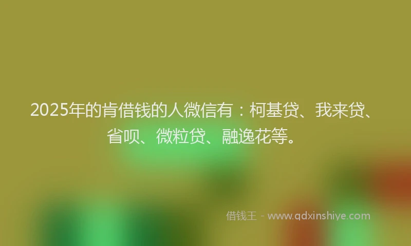 2025年的肯借钱的人微信有：柯基贷、我来贷、省呗、微粒贷、融逸花等。