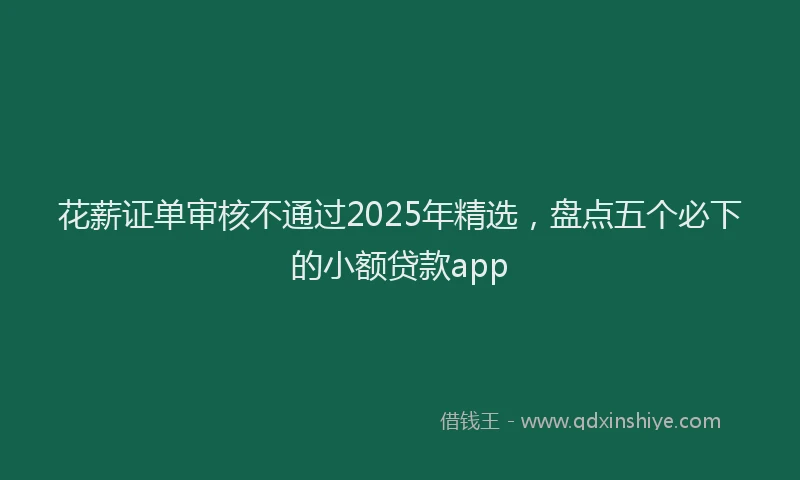 花薪证单审核不通过2025年精选，盘点五个必下的小额贷款app