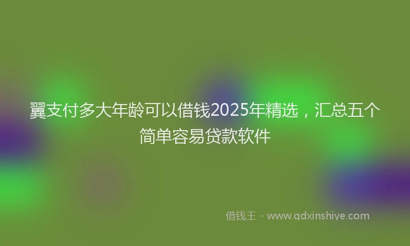 翼支付多大年龄可以借钱2025年精选，汇总五个简单容易贷款软件