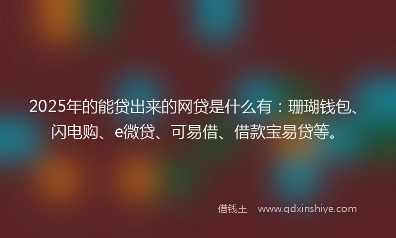 2025年的能贷出来的网贷是什么有：珊瑚钱包、闪电购、e微贷、可易借、借款宝易贷等。