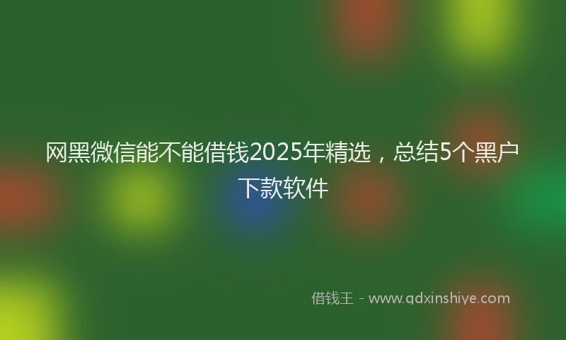 网黑微信能不能借钱2025年精选，总结5个黑户下款软件