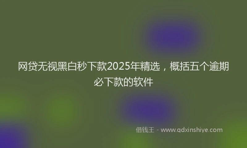 网贷无视黑白秒下款2025年精选，概括五个逾期必下款的软件