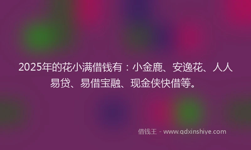 2025年的花小满借钱有：小金鹿、安逸花、人人易贷、易借宝融、现金侠快借等。