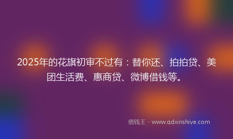 2025年的花旗初审不过有：替你还、拍拍贷、美团生活费、惠商贷、微博借钱等。