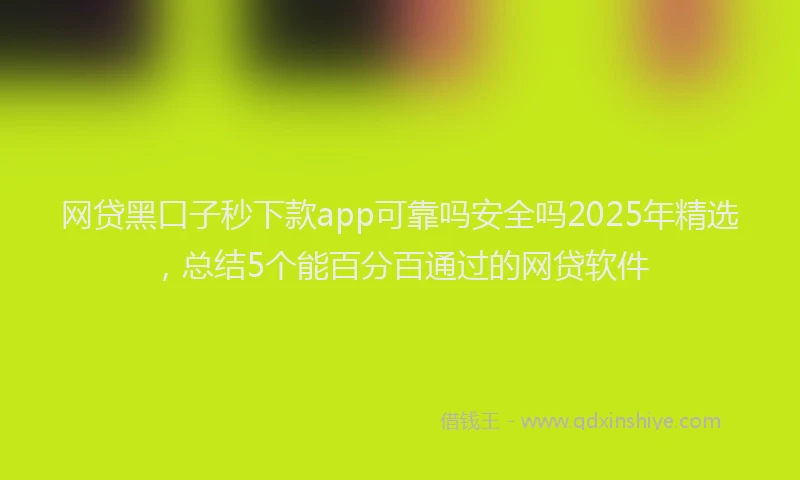 网贷黑口子秒下款app可靠吗安全吗2025年精选，总结5个能百分百通过的网贷软件