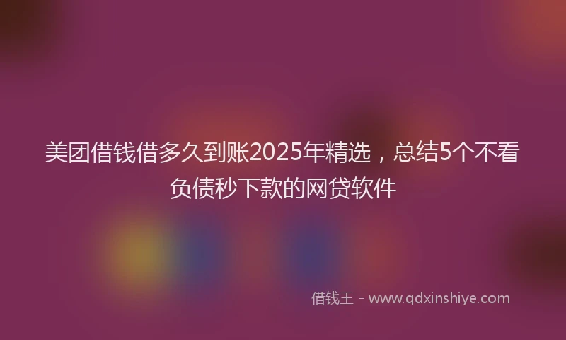 美团借钱借多久到账2025年精选，总结5个不看负债秒下款的网贷软件