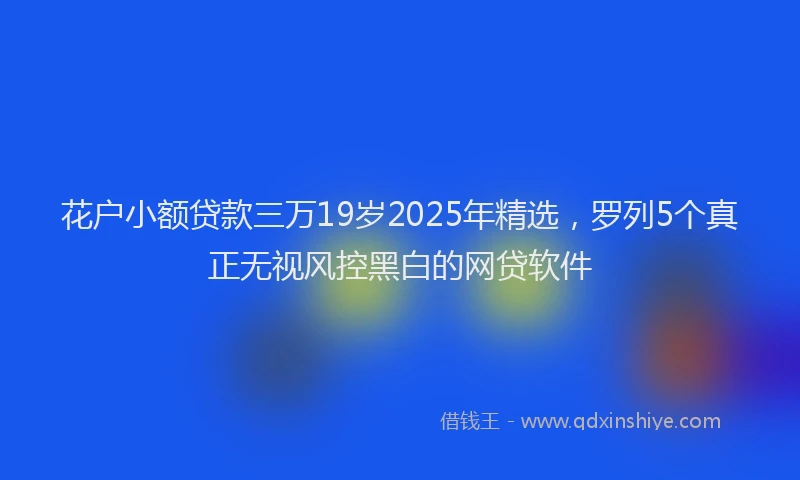花户小额贷款三万19岁2025年精选，罗列5个真正无视风控黑白的网贷软件