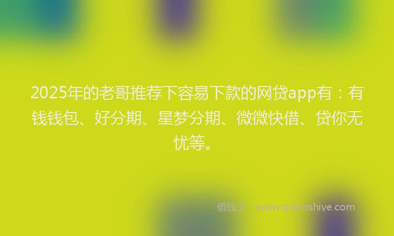 2025年的老哥推荐下容易下款的网贷app有：有钱钱包、好分期、星梦分期、微微快借、贷你无忧等。