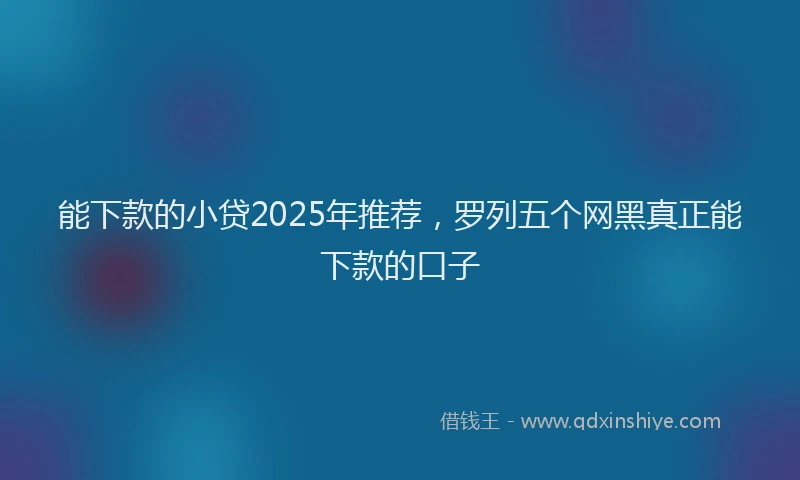 能下款的小贷2025年推荐，罗列五个网黑真正能下款的口子