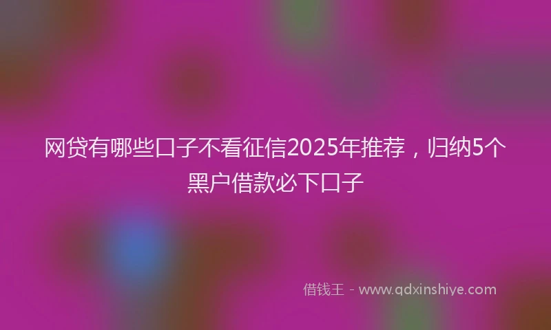 网贷有哪些口子不看征信2025年推荐，归纳5个黑户借款必下口子