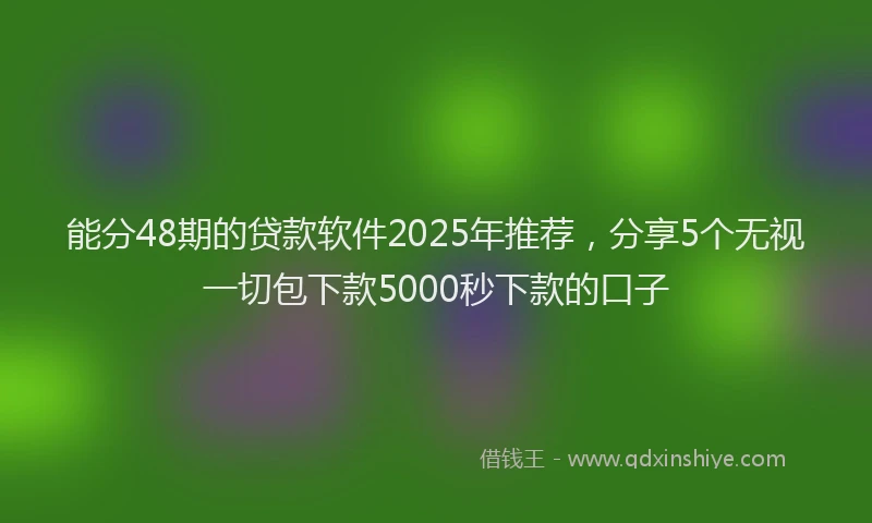 能分48期的贷款软件2025年推荐，分享5个无视一切包下款5000秒下款的口子