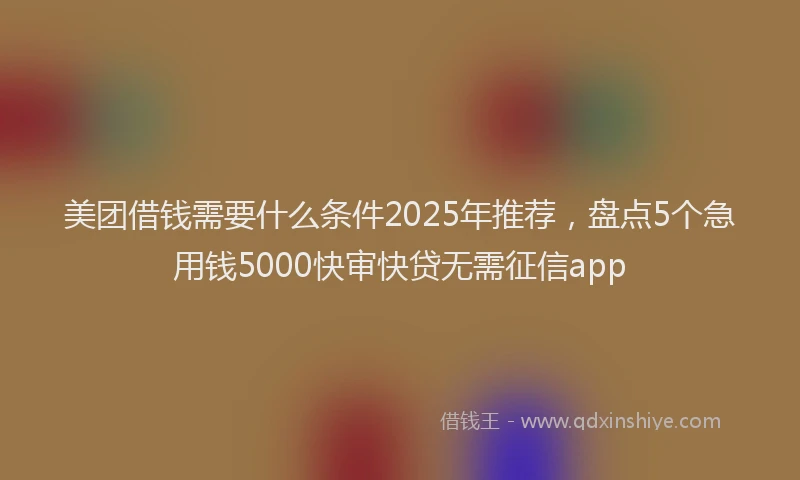 美团借钱需要什么条件2025年推荐，盘点5个急用钱5000快审快贷无需征信app