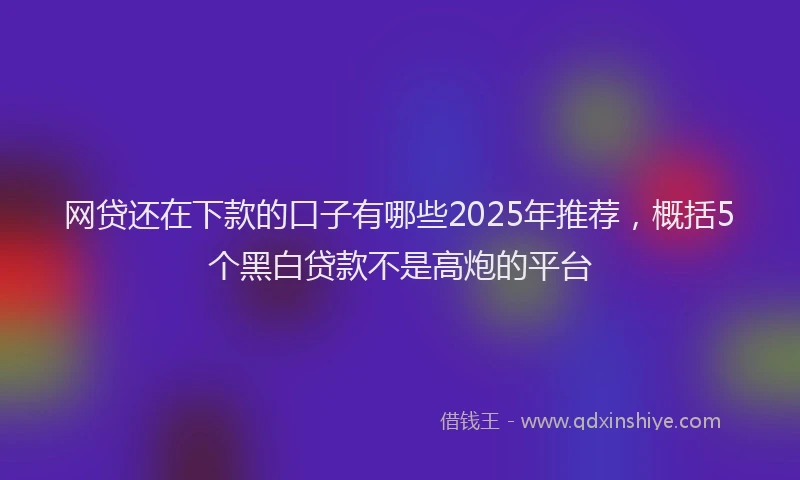 网贷还在下款的口子有哪些2025年推荐，概括5个黑白贷款不是高炮的平台