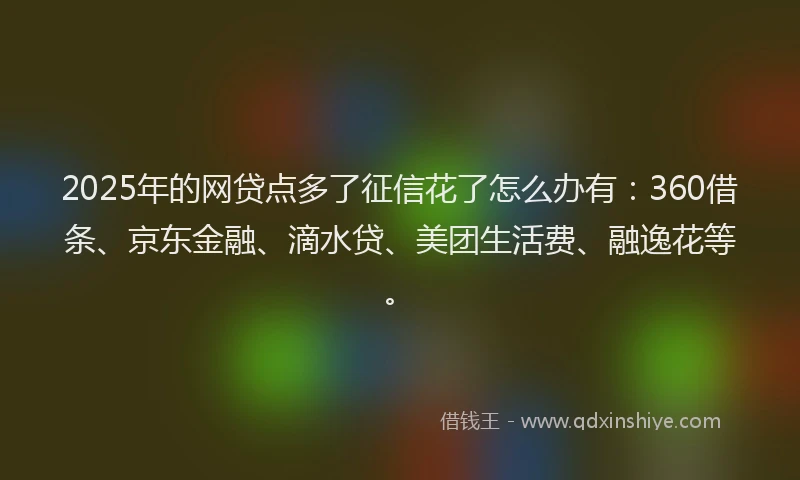 2025年的网贷点多了征信花了怎么办有：360借条、京东金融、滴水贷、美团生活费、融逸花等。