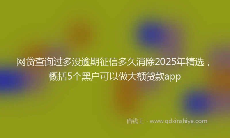 网贷查询过多没逾期征信多久消除2025年精选，概括5个黑户可以做大额贷款app