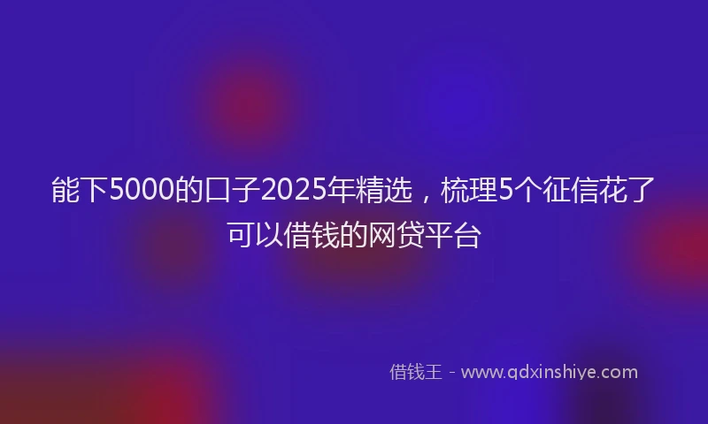 能下5000的口子2025年精选，梳理5个征信花了可以借钱的网贷平台