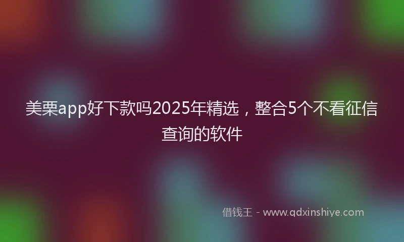 美栗app好下款吗2025年精选，整合5个不看征信查询的软件