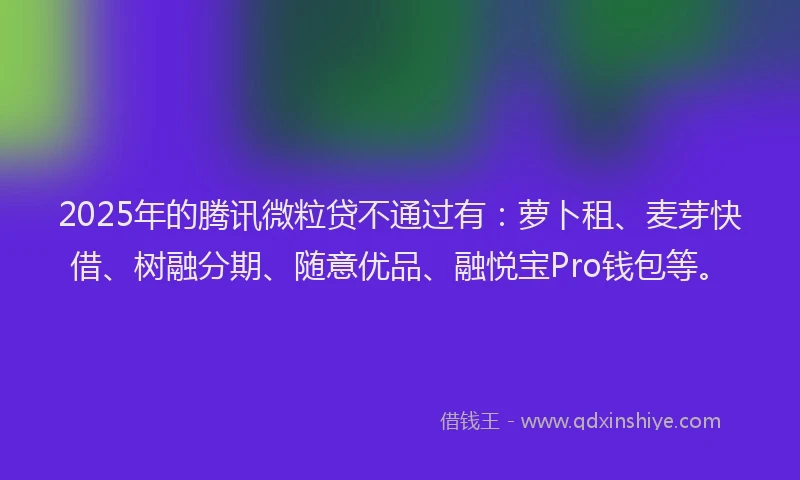 2025年的腾讯微粒贷不通过有：萝卜租、麦芽快借、树融分期、随意优品、融悦宝Pro钱包等。