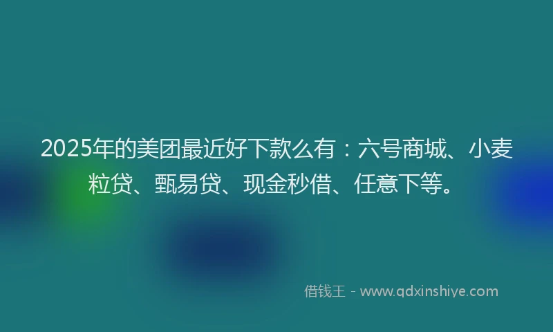2025年的美团最近好下款么有：六号商城、小麦粒贷、甄易贷、现金秒借、任意下等。