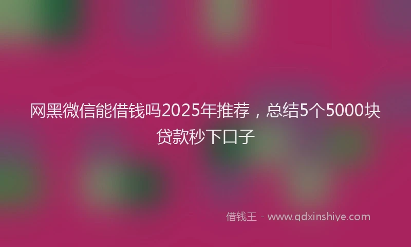 网黑微信能借钱吗2025年推荐，总结5个5000块贷款秒下口子