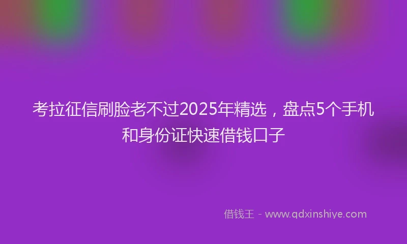 考拉征信刷脸老不过2025年精选，盘点5个手机和身份证快速借钱口子