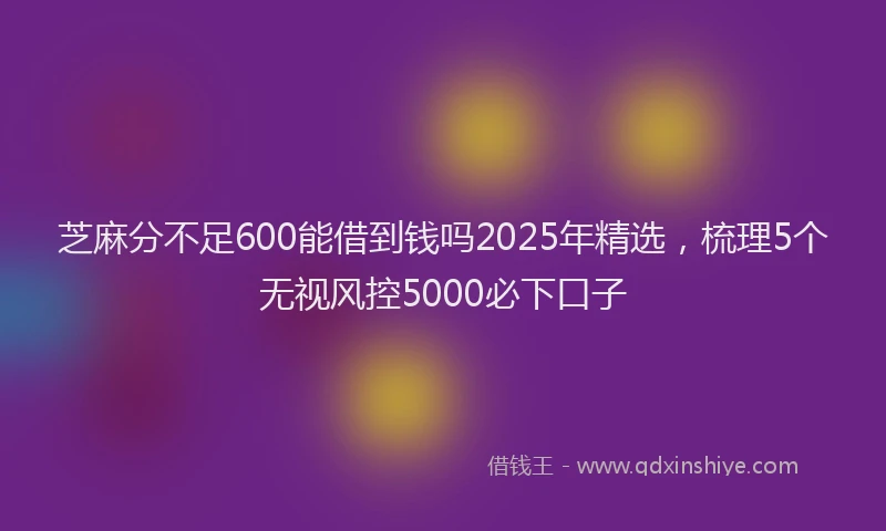 芝麻分不足600能借到钱吗2025年精选，梳理5个无视风控5000必下口子