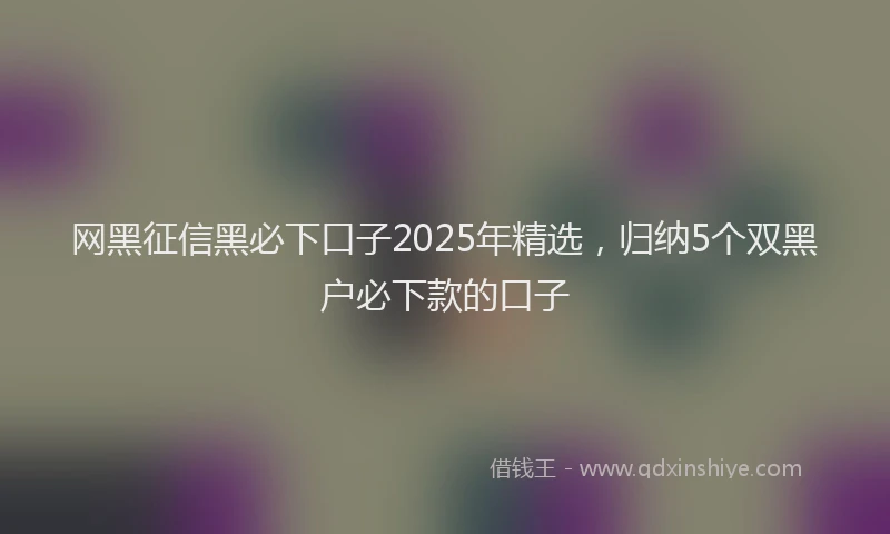 网黑征信黑必下口子2025年精选，归纳5个双黑户必下款的口子