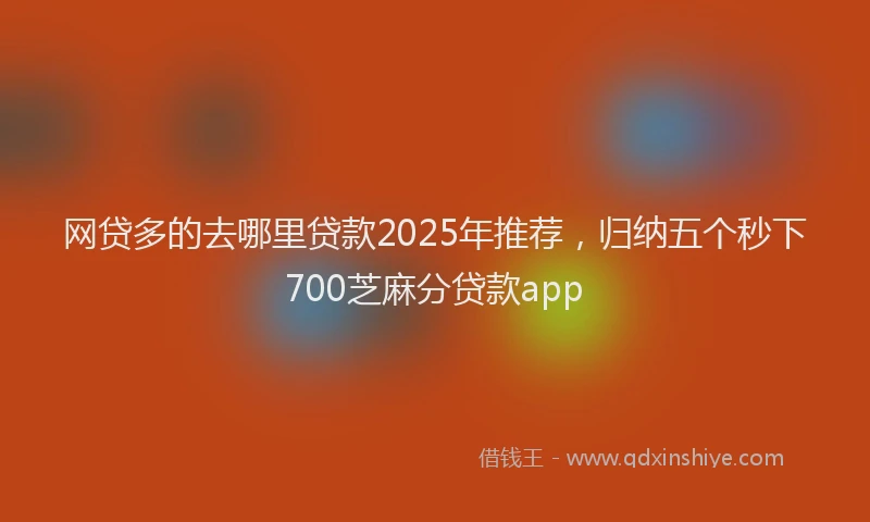 网贷多的去哪里贷款2025年推荐，归纳五个秒下700芝麻分贷款app