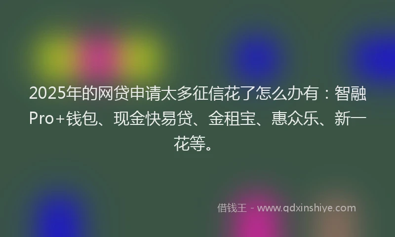 2025年的网贷申请太多征信花了怎么办有：智融Pro+钱包、现金快易贷、金租宝、惠众乐、新一花等。
