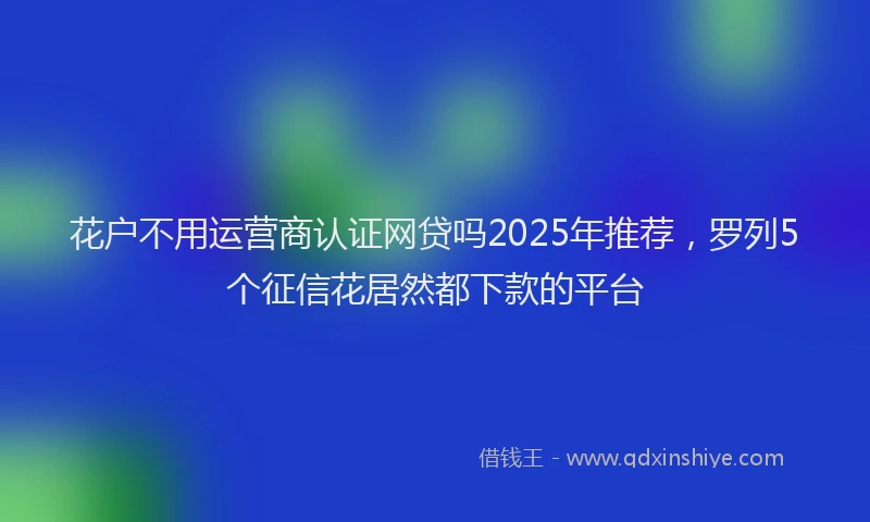 花户不用运营商认证网贷吗2025年推荐，罗列5个征信花居然都下款的平台
