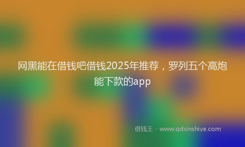 网黑能在借钱吧借钱2025年推荐，罗列五个高炮能下款的app