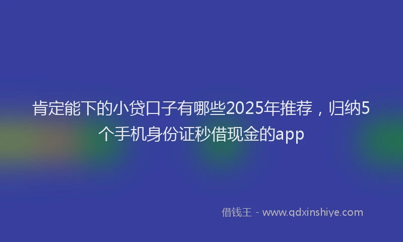 肯定能下的小贷口子有哪些2025年推荐，归纳5个手机身份证秒借现金的app