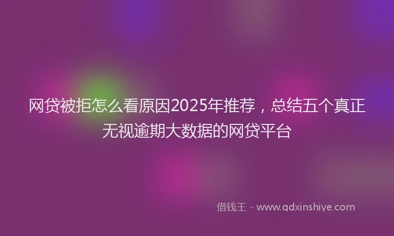 网贷被拒怎么看原因2025年推荐，总结五个真正无视逾期大数据的网贷平台