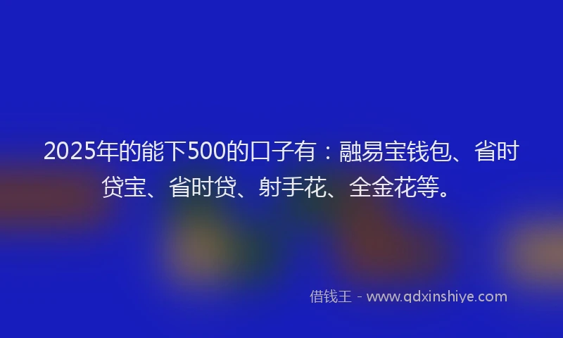 2025年的能下500的口子有：融易宝钱包、省时贷宝、省时贷、射手花、全金花等。