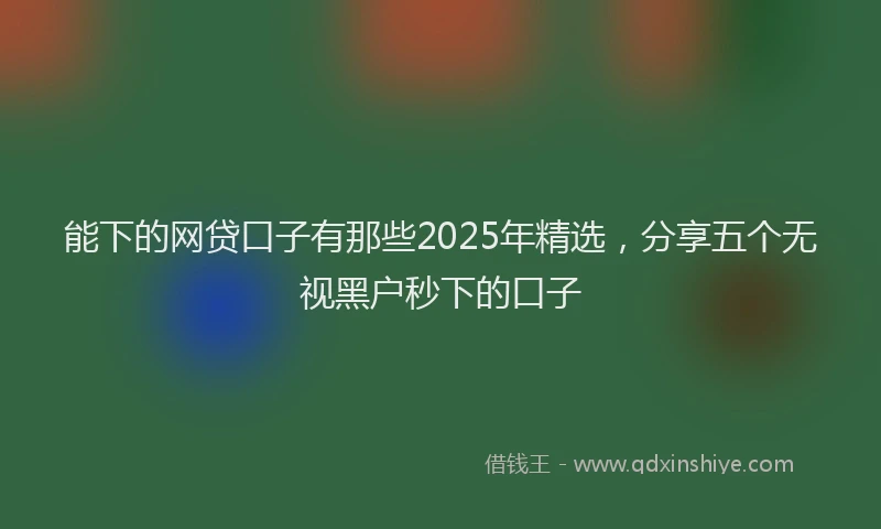 能下的网贷口子有那些2025年精选，分享五个无视黑户秒下的口子