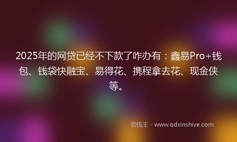 2025年的网贷已经不下款了咋办有：鑫易Pro+钱包、钱袋快融宝、易得花、携程拿去花、现金侠等。