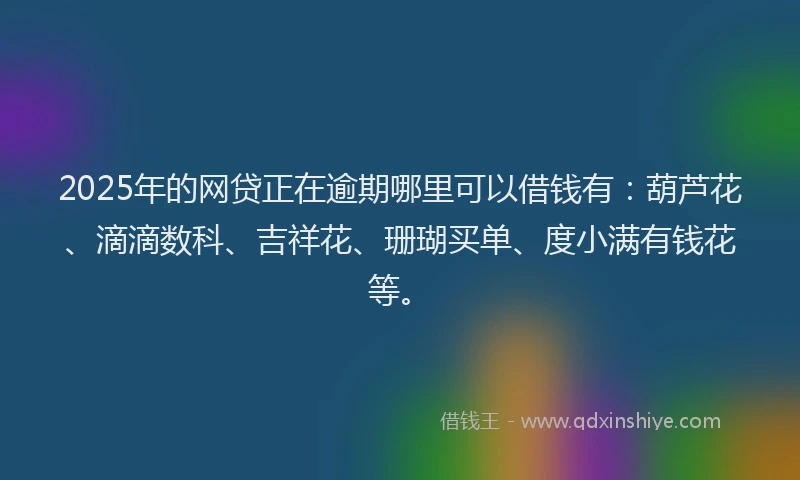 2025年的网贷正在逾期哪里可以借钱有：葫芦花、滴滴数科、吉祥花、珊瑚买单、度小满有钱花等。