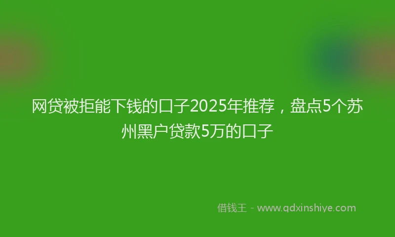 网贷被拒能下钱的口子2025年推荐，盘点5个苏州黑户贷款5万的口子