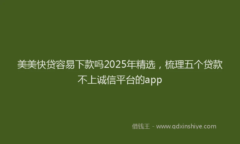 美美快贷容易下款吗2025年精选，梳理五个贷款不上诚信平台的app