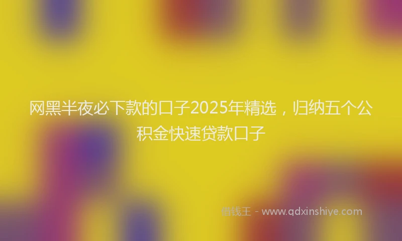 网黑半夜必下款的口子2025年精选，归纳五个公积金快速贷款口子