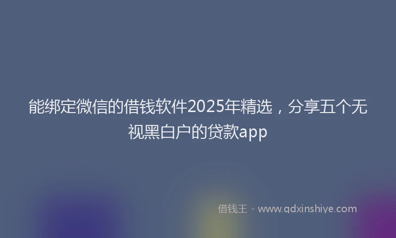 能绑定微信的借钱软件2025年精选，分享五个无视黑白户的贷款app