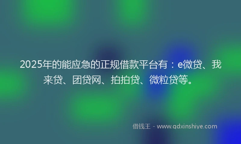2025年的能应急的正规借款平台有：e微贷、我来贷、团贷网、拍拍贷、微粒贷等。