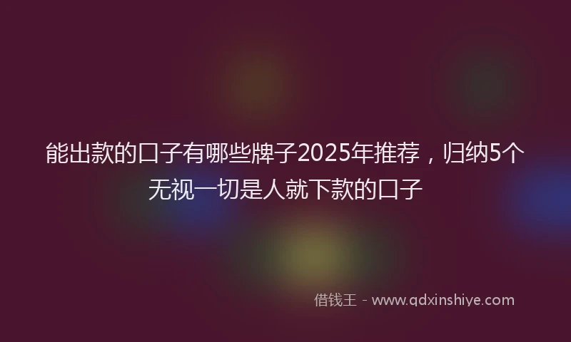 能出款的口子有哪些牌子2025年推荐，归纳5个无视一切是人就下款的口子