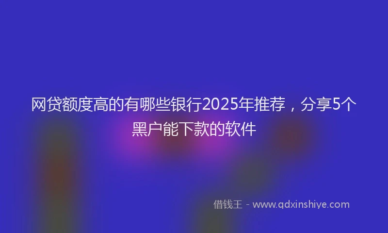 网贷额度高的有哪些银行2025年推荐，分享5个黑户能下款的软件